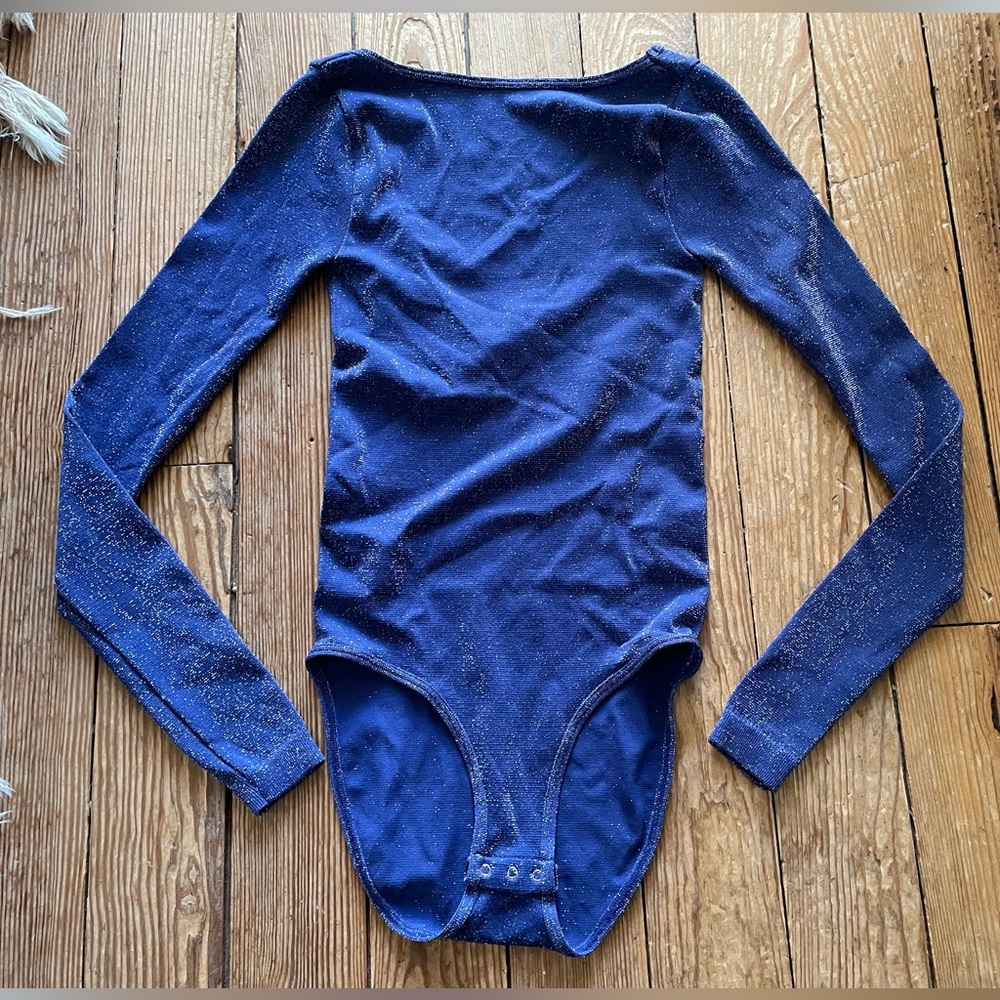 Free People Sparkling Navy Bodysuit